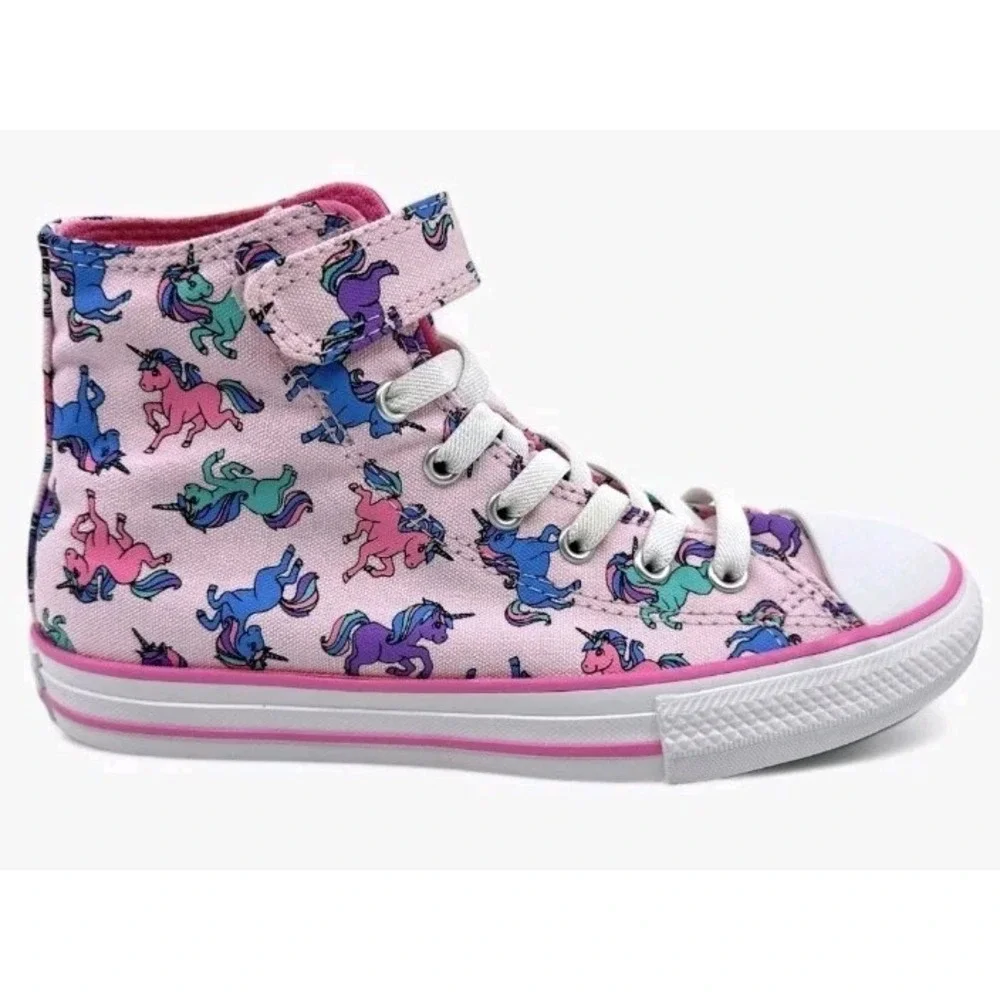 Converse CTAS 1V Hi‎ Pink University Blue Kids Girls Athletic Sneaker Unicorn Y3